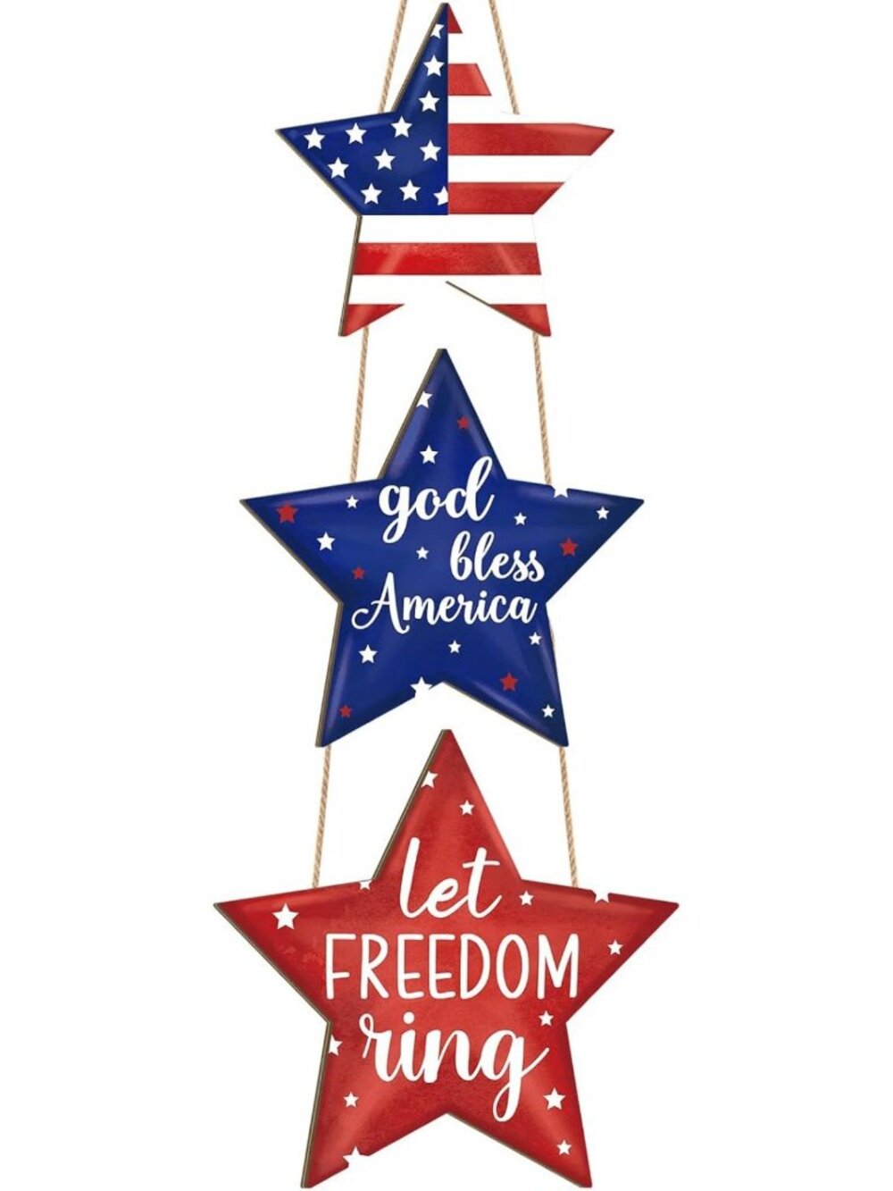 Patriotic 4th of July Wooden Wreath - Independence Day Door Decor & Wall Sign